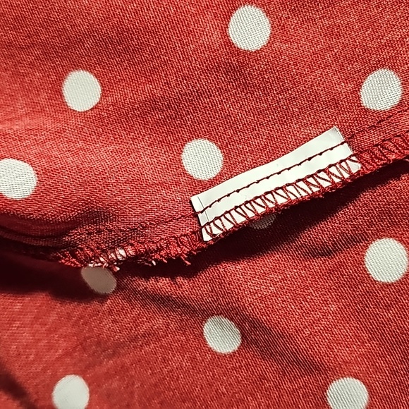 Red White PolkaDot Tie Front Crop Top Retro Flirty Sleeves Versatile - Picture 11 of 11